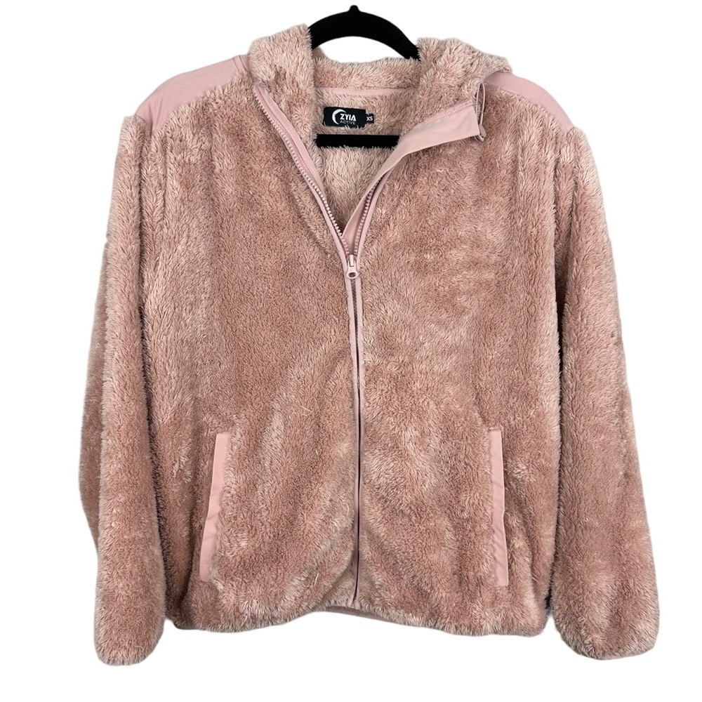 Zyia Active Sherpa Block Zipper Jacket In Blush - image 2